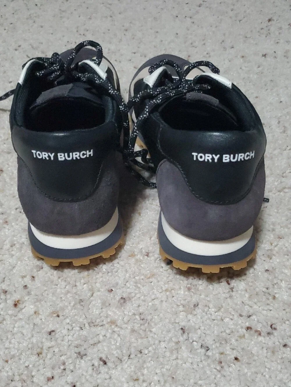 Tory Burch Women's Black, Gray and Cream Colorblock Tennis Shoes